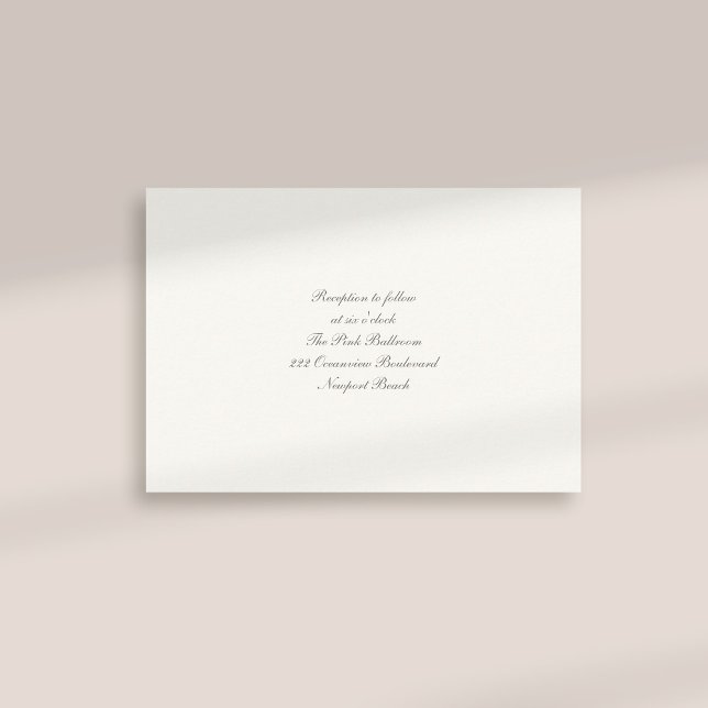 Formell calligrafi - klassiskt preliminärt Bröllop Tilläggskort (formal traditional elegant calligraphy wedding reception card pearl classic)