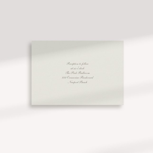 Formell Calligraphy Classic Ecru Reception Bröllop Tilläggskort (formal traditional elegant calligraphy wedding reception card ecru classic)