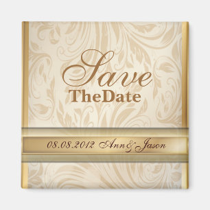Formell champagne guld Damask Wedding Magnet