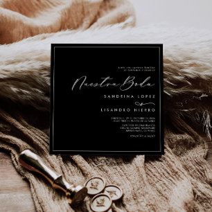 Formell Classic Black Square Nuestra Boda Bröllop Inbjudningar
