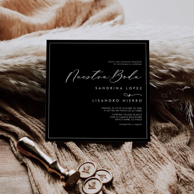 Formell Classic Black Square Nuestra Boda Bröllop Inbjudningar (Skapare uppladdad)