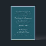 Formell Classic Gräns Script Teal Bröllop webbplat Inbjudningar<br><div class="desc">Formell,  traditionell Elegant bröllop-inbjudan med Gräns och OSA av Online i Teal med vit text</div>