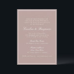 Formell Classic Gräns-skript Dusty Mauve Bröllop Inbjudningar<br><div class="desc">Formell,  traditionell Elegant bröllop-inbjudan med Gräns och OSA av Online i Dusty Mauve med vit text</div>