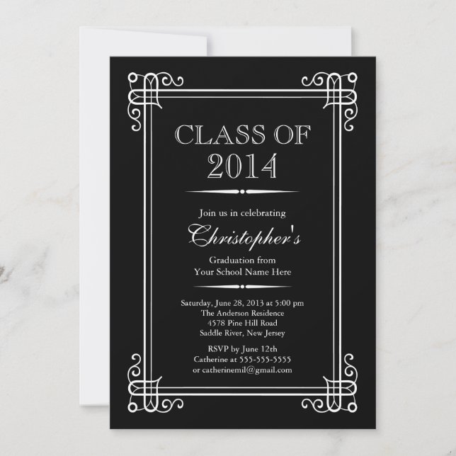 Formell Elegant 2014-Studentfest Inbjudningar (Framsida)