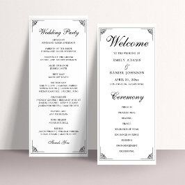 Formell Elegant Black and White Bröllop Program