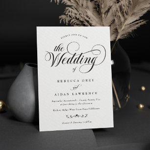 Formell Elegant Calligraphy Black and White Bröllo Inbjudningar