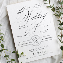 Formell Elegant Calligraphy Black Tie Bröllop Inbjudningar