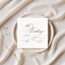 Formell Elegant Calligraphy Black Tie Bröllop Pappersservett