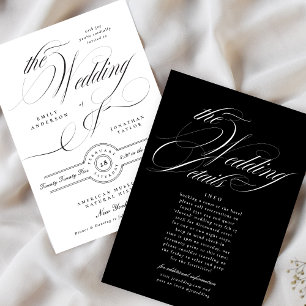 Formell Elegant Calligraphy Bröllop   Information  Inbjudningar