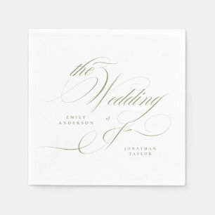 Formell Elegant Calligraphy Sage Grönt Bröllop Pappersservett