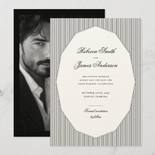 Formell Elegant Classic Black Rand Photo Bröllop Spara Datumet