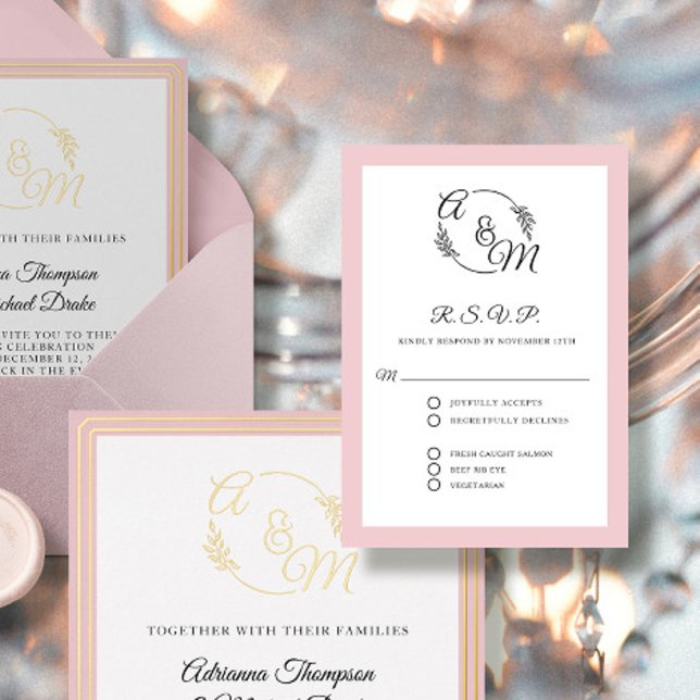 Formell Elegant Enkel Modern Dusty Rosa Bröllop OSA Kort (Skapare uppladdad)