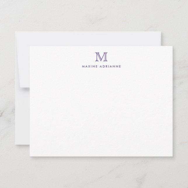 Formell Elegant för Monogram Lila Violet Girly Chi Anteckningskort (Framsida)