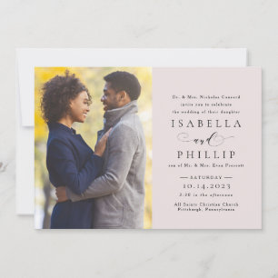 Formell elegant för rosa i Photo bröllop Inbjudningar