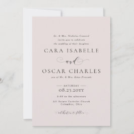 Formell elegant - inbjudan till rosa-bröllop