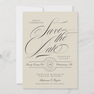 Formell Elegant Kalligrafi Black Tie Foto Spara Datumet