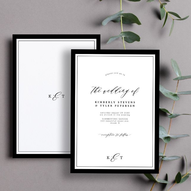 Formell elegant klassisk monogrammad bröllop inbjudningar (Skapare uppladdad)