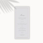Formell Elegant Modern Classic Dubbla Ram Bröllop Meny<br><div class="desc">Inför din speciella dag med den här Faux Embossed Ram Formal Bröllop-menyn, en design som passar perfekt ihop med modern elegans och tidlös charm. Den har klassisk kalligrafi för namn och elegant bröllop-typografi och erbjuder ett förfinat utseende som ändå bjuder på. En faux-embossed dubbla ram ger djup och sofistikering. Perfekt...</div>
