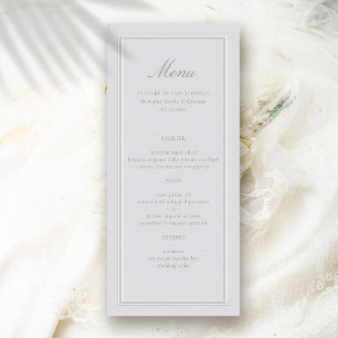 Formell Elegant Modern Classic Ecru Ram Bröllop Meny