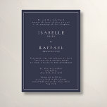 Formell Elegant Plats för marinblått Många Bröllop Inbjudningar<br><div class="desc">Formal inbjudan och elegant bröllop med tillräckligt med utrymme för två bröllop-platser eller mottagningsplatser,  klassvis förskjuten marin bakgrund och elegant-typografi.</div>
