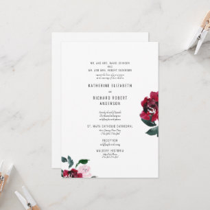 Formell Elegant Rosa och Röd ros Båda föräldrarna Inbjudningar