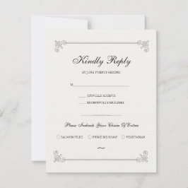 Formell Elegant | RSVP-kort med måltidsval OSA Kort