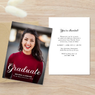 Formell Elegant Skriptfotoinbjudan till Studenten Meddelande