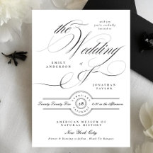 Formell Elegant Svart Kalligrafi Black Tie Bröllop