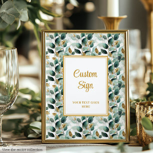 Formell Emerald Grönt Guld Greenery Bröllop Anpass Poster