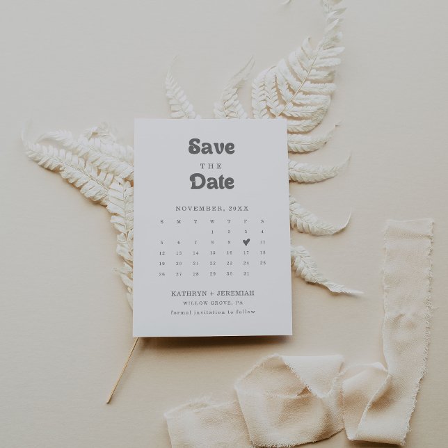 Formell Enkel QR-kod Kalender Save The Date Spara Datumet (Skapare uppladdad)