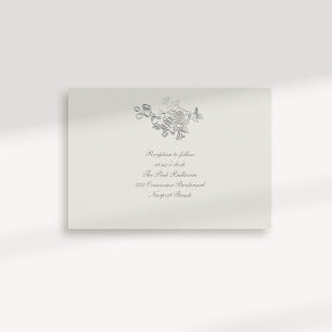 Formell Faux Embossed Peony Ecru Reception Bröllop Tilläggskort