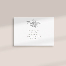 Formell Faux Embossed Peony Ivory Reception Bröllo Tilläggskort