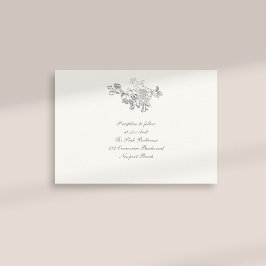 Formell Faux Embossed Peony Pearl Reception Bröllo Tilläggskort