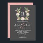 Formell Grått Australian Blommigt Monogram Bröllop Inbjudningar<br><div class="desc">Formal Grått och  australisk Blommigt Monogram bröllopsinbjudan.</div>