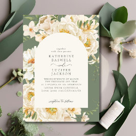 Formell Grönt med Ivory blommigt Garden Wedding Inbjudningar