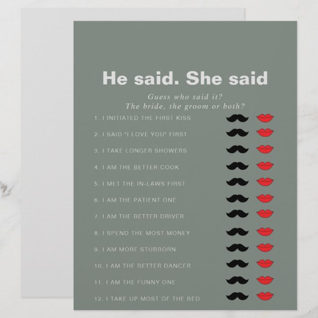 Formell Grönt sa att hon sa Möhippa Game (Fram/baksida)