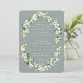 Formell Grönt Snowberry+Eucalyptus Winter Wedding Inbjudningar