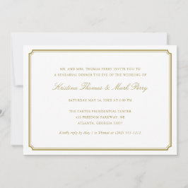 Formell Guld Bröllop-repetitionsmiddag Inbjudningar