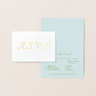 Formell guld folie Icy Blue RSVP Bröllop Folierat Kort
