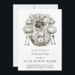 Formell händelse för elegant inbjudningar<br><div class="desc">En modern formell,  sofistikerad inbjudan till middagsarrangemang med en formell middag i ställe. Perfekt för bröllop,  50:e födelsedagar,  företagsevenemang,  formella och svarta tidsevenemang,  pension party,  möhippor,  repetitionsmiddagar,  företagsevenemang,  utmärkelser med mera.</div>