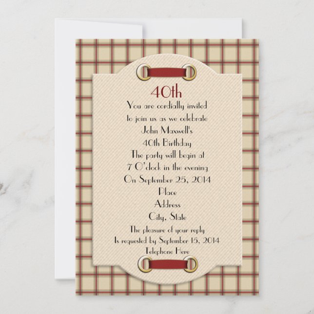 Formell inbjudan till 40-årsfest för man (Framsida)