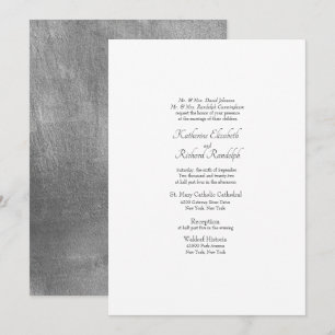 Formell inbjudan till Bröllop Metallic Silver & Wh
