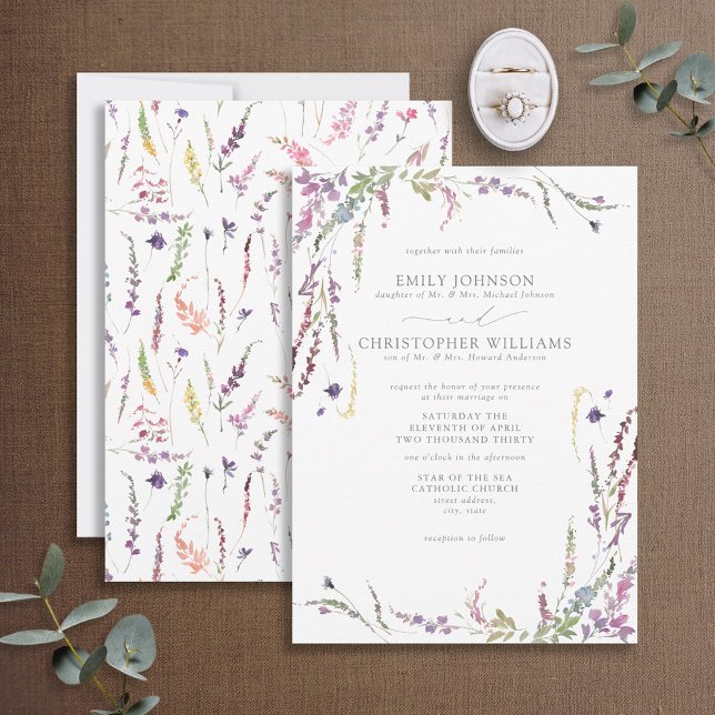 Formell inbjudan till Lila Wildblombröllop (Skapare uppladdad)