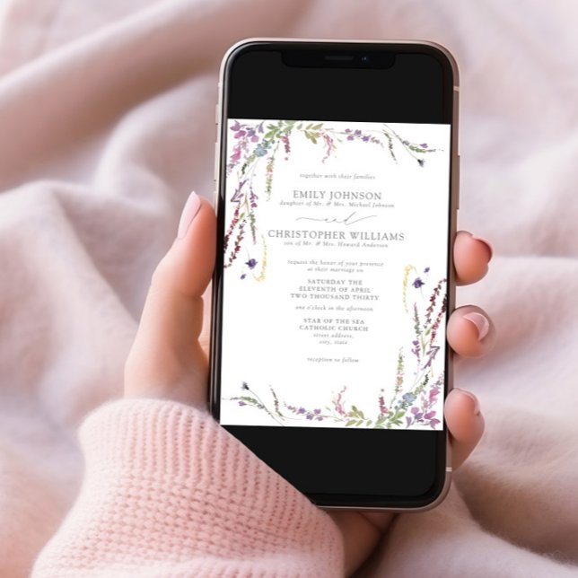 Formell inbjudan till Lila Wildblombröllop (Skapare uppladdad)
