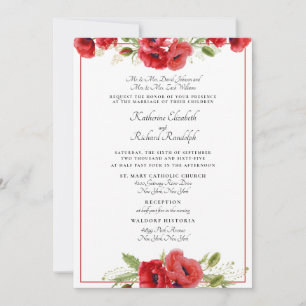 Formell inbjudan till Red Blommigt 2 Platues Weddi