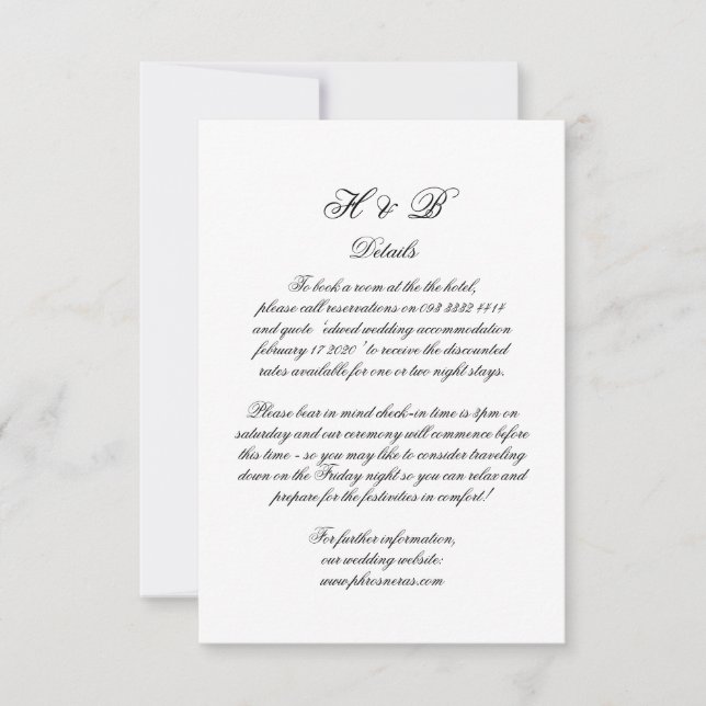 Formell information om Calligraphy Monogram Black  OSA Kort (Framsida)