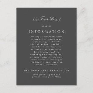 Formell information om klassiskt Grått Calligraphy Tilläggskort