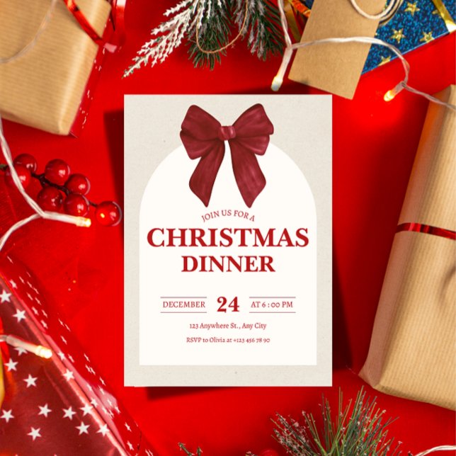 Formell juldagsinbjudan inbjudningar ("The simplest way to announce an unforgettable holiday dinner. Fully customizable."

)