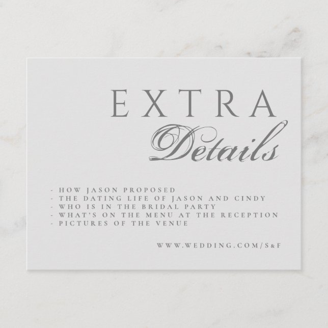 Formell kalligrafi i Elegant bröllop Tilläggskort (Framsida)