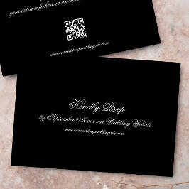 Formell kalligrafi, svart, klassisk QR-kod, Bröllo OSA Kort